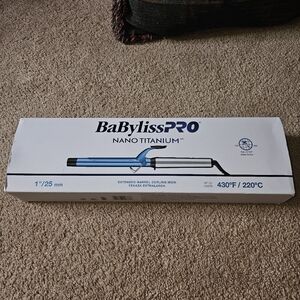 New. BaBylissPRO Nano Titanium Professional Curling 1" Iron with Extended Barrel